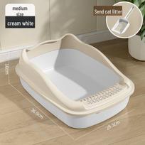 Extra Large Anti-Splash Semi-Enclosed Cat Litter Box for Pets For Kittens gray