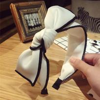 PROLY New Fashion Women Hair Accessories Big Bow Knot Headband Classic White Black Turban For Adult Hairband