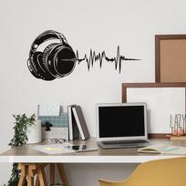 Juodos ausinės Sonic kabelis Miegamasis Svetainė Studija Namų fonas Pagražinimas Sienos lipdukas 30*60cm/fun-b166