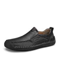 TEMU hand-stitched outdoor casual shoes one-pedal leather shoes low-top large-size lazy shoes 38