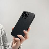 Fine-hole Plain Leather Lens Film Phone Case Suitable for IPhone16, Simple 12promax Protective Case and Apple 15plus iPhone16Promax juoda