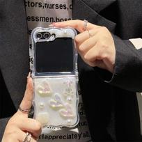 Dėklas Samsung Galaxy Z Flip 3 4 5, 3D meilės širdelė, meškiukas, apyrankė, banguotas, skaidrus, atsparus smūgiams, skirtas Samsung Z Flip5 ZFlip5 For Z Flip 4