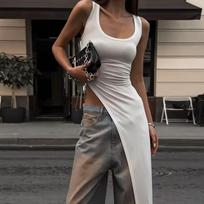 Women's Halter T-shirt Vest Summer Sleeveless Vest Sling Fashion Slim Street Wear Solid Color Sexy T-shirt Vest L balta