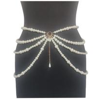 Waist Chain, Thickness Varies, Pearls Meet, Multiple Layers of Tassels, Side Chains, Waist Chains, Waist Accessories, Holiday Party Accessories gray