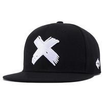Simple Polyester Hip-hop Hats Adjustable Breathable Sunscreen Hat Flat Edge X Embroidery Snapback Baseball Hat Versatile Use black