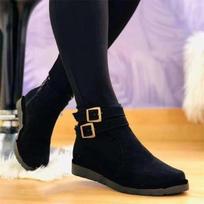 Winter Women Snow boots New Flock Fur Women's Suede Ankle Boots for women Flat Ladies Warm Shoes  de mujer 36 juoda