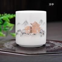 Sheep Fat Jade Straight Mouth Cup Chinese White Porcelain Tea Cup Small Capacity Kung Fu Tea Cup Guest Teacup Drinking Utensils 5x5.5cm 70ml