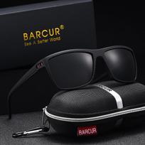BARCUR Brand Classic Men Sunglasses Comfort Durable PC Rectangular Frame TAC Lens Versatile Age Polarized Sunglasses black