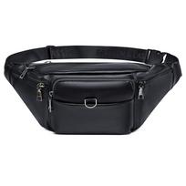 Vyriška odinė juosmens krepšys - Retro stiliaus rankinė, Sling tipo krūtinės krepšys, Crossbody klubo diržas, Kasdienė mada, Patvarus ir stilingas juoda