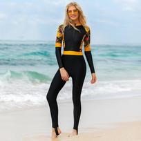 Shabate Slimming Long Sleeve Bodycon One-Piece Swimsuit - Waterproof Elastic Fit for All Seasons S black