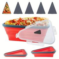 Sulankstoma silikoninė picos dėžutė - Nešiojama šviežumą išlaikanti talpykla Red Pizza Box red