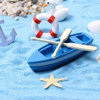 Boat Blue With Oars For Fairy Garden Terrarium Beach Coastal Minature mėlyna