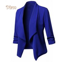 (M-5XL) Office Lady Lapel Long Sleeve Blazer Slim Fit Solid Color Suit Coat Jacket XXXL juoda