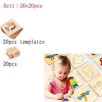 100 vnt Kūdikių piešimo lentos žaislai Mediniai piešimo žaislai Vaikams Kūrybiški papuošti papuošalai ankstyvojo ugdymo žaislai Set 1（20+20pcs）