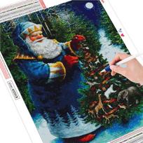 DIY Diamond Painting Santa Claus Full Square Round Diamond Embroidery Christmas Mosaic Cartoon New Year's Gift Full Round (20X30CM) gray