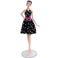Black Polka Countryside Floral Dress For Barbie Doll Outfits Clothes Party Dress Clothes For Barbie Dollhouse Dolls Accessories juoda