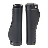 Bike Handlebar Grips Anti-slip PU Leather Retro Bicycle Handle Grips Cycling Parts juoda