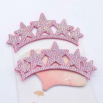 6Pcs 100*50mm Padded Crown Rhinestone Applique Sewinng on Scrapbookings Planar Crafts Accessories Decorations Patches rožinė raudona spalva