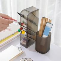 Pens Desk Organizer Makeup Brush Stand Storage Desk Pencil Holder for School Simple Stationery & Office Storage Box 2pcs/set pilka