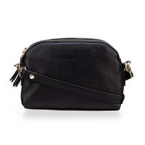 Noora Black Leather Mini Crossbody Sling Bag for Girls and Women & Double Zip closure with Adjustable Straps Pack of 1 juoda