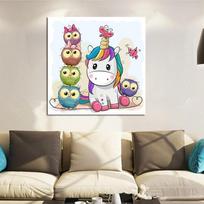 Animal DIY 5D Deimantinis paveikslas Mažas Vienaragis Deimantinis Siuvinėjimas Visiškai Anime Siuvinėjimo kryželiu rinkiniai Namų dekoras Rankų darbo dovana Round 25x25cm white