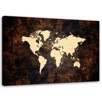 Canvas print Brown world map 60x40 ruda