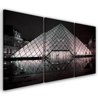 Three piece picture canvas print Louvre Paris France 60x40 juoda