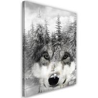 Canvas print Wolf Forest Black and White 40x60 pilka spalva