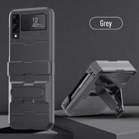 Holder Armor For Samsung Galaxy Flip 3 Flip 4 Case Stand Protection Hard Cover Case & Holder pilka spalva