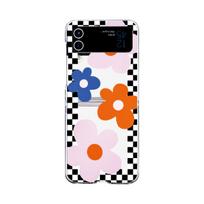 For Samsung Galaxy Z Flip 4 3 Case Big Red Flower Pattern Painted Transparent Folding Shockproof Clear Pc Hard Cover Accessories For Galaxy Z Flip 3