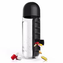 Portable Plastic Pill Box Water Cup Two In One Fashion 600ml Water Bottle Pills Case Health Care Travel Supplies juoda