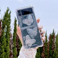 Skirtas Samsung Z Flip 3 dėklui, permatomas Butterfly sulankstomas telefono dėklas, skirtas Samsung Z Flip 4 Zflip3 5g Tpu smūgiams atsparus kietas nugarėlė For Z Flip 4 skaidri