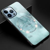 Flower Text Label Case For Iphone 14 13 11 12 Pro Max Mini Xs Xr X 7 8 6s Plus Se 2022 Tempered Glass Protection Back Cover For iPhone 13Pro Max black