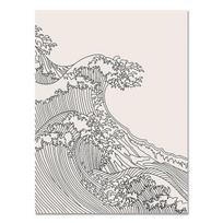 Japoniško stiliaus sienų menas Namų dekoras Jūros bangos abstrakčios linijos Drobės tapyba Dekoratyviniai plakatai Vaizdai interjero svetainei 21cm×30cm NoFrame gray