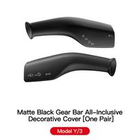 1 Pair  Carbon Fiber Steering Wheel Whift Protection Cover For Tesla Model 3 Y ABS Car Column Shift Knob Cover Decor For matinė juoda spalva