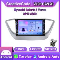 Wifi 2Din Android Car Radio Multimedijos vaizdo grotuvas, skirtas Hyundai Solaris 2 Verna 2017-2020 su mygtuko rankenėle Carplay GPS 2+32GB 2+32GB