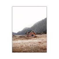 Dandelion Dried Flowers Deer Hut Autumn Scenery Poster Nordic  Print Wall Art Canvas Printing Botanical Picture Home Decor 21*30cm beige
