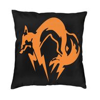 Metal Gear Solid Fox Logo Throw Pillow Case 40*40cm for Sofa Video Game Cushion Cover Square Pillowcover Double-sided Printing 30x30cm 12x12in orange