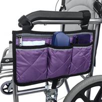 Vežimėlio porankio priedai Šoninės kišenės pakabinamos šone Su ryškia linija Vandeniui atsparios Juodos vaikštynės laikymo kišenės 32.5 x 18 cm violetinė