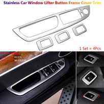 4Pcs Stainless Steel Car Door Window Lifter Switch Button Frame Cover Trims Stickers For BMW X5 E70 X6 E71 Interior black