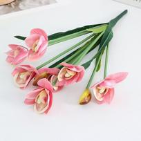 4Pcs Artificial Orchid 43cm Plastics Fake Blossom Easy To Care for Home Wedding Living Room Table Photography Decoration rožinė