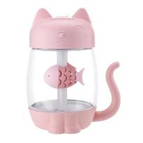 350ml Air Humidifier With Light Ultrasonic Adorable Cat Mini Usb Humidificador Silent Color Light 3 In 1 Aroma Diffuser For Car Pink white