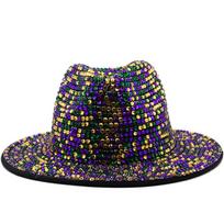 Luxury Rhinestone fedora Jazz Hats Cowboy Hat For Women And Men Double-sided Color Cap Tricolor diamond fedora 56-58CM Adjustable