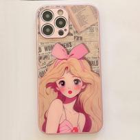 Tinkinkite rožinį „Bowtie Girl“ dėklą „iPhone 15 14 13 12 11 Pro Max X XR XS“ suasmenintą stiklinį telefono dangtelį iPhone 15 Pro Max beige