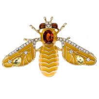 New Rhinestone Bee Brooches For Women Spring Insect Design Pin 4 Colors Available Coat Accessories High Quality beige