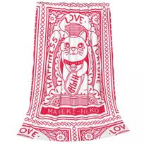 Maneki Neko Stamp Blanket Cover Fleece Japan Lucky Cat Fortune Cat Super Soft Throw Blanket for Bed Bed Rug 75x100cm pink