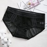 Moteriški „Pure Desire“ apatiniai Moteriški seksualūs nėriniai, kvėpuojantys apatiniai, medvilninės mados kelnaitės XL juoda