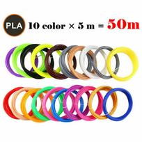 3D rašiklio gijų papildymas PLA 1,75 mm spausdinimo pieštukas be kvapo Spalvų plastiko gijų viela, skirta protingam 3D piešimo spausdintuvui 5M x 10 Colors(Total 50M)