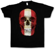 Classic Austria Skull Flag Unisex T-Shirt Schädel Banner Fahne Österreich Biker Mc S brown