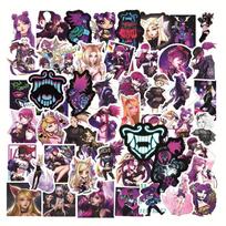KDA color stickers, 50 sheets (not repeated), waterproof and sunscreen. black